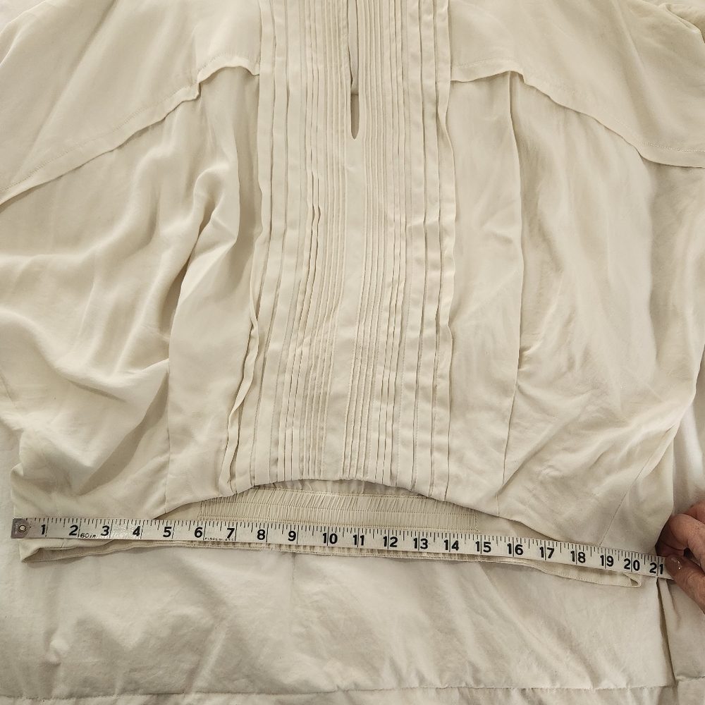 diane von furstenberg top Ivory Silk Pleated Size L Khalila Stretch - Picture 9 of 11